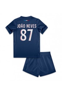 Paris Saint-Germain Joao Neves #87 Babyklær Hjemme Fotballdrakt til barn 2024-25 Korte ermer (+ Korte bukser)